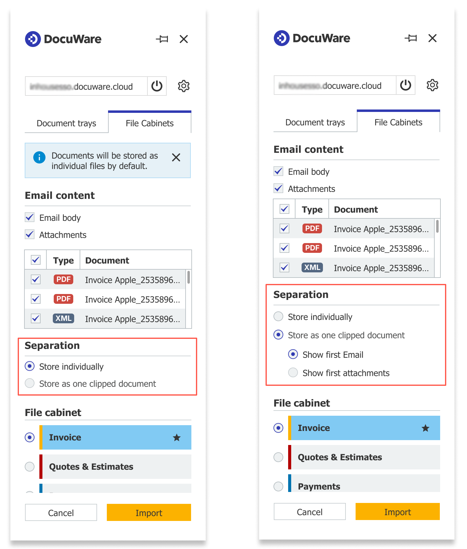 Store option individually vs clipped